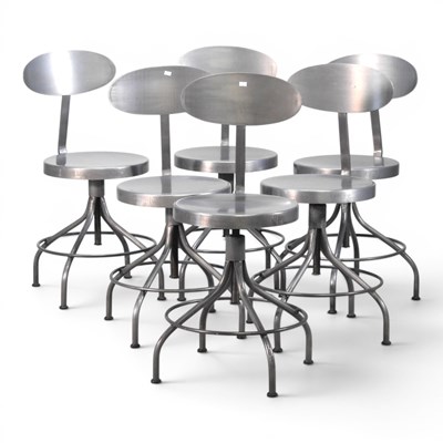 Lot 200 - A set of six industrial style metal revolving...