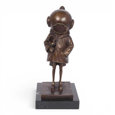 Lot 540 - After Banksy, Space Girl and Bird, bronze...