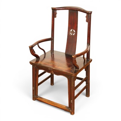 Lot 687 - A Chinese carved wooden armchair, having a...