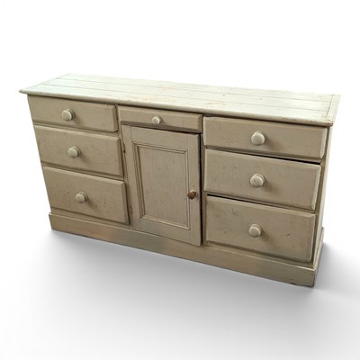 Lot 597 - A painted pine sideboard or dresser base, w....