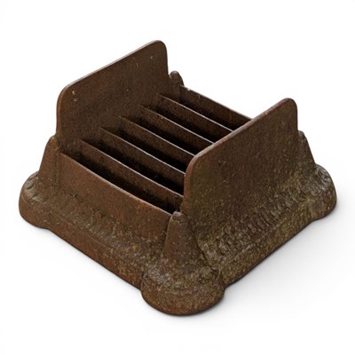 Lot 676 - A Victorian cast iron boot scraper, 31x31cm.