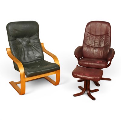 Lot 645 - A 20th century green leather bentwood...