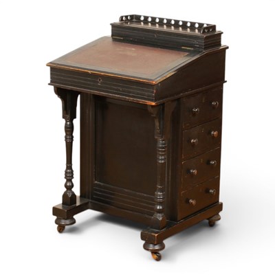 Lot 613 - A Victorian ebonised Davenport desk, w. 53cm.