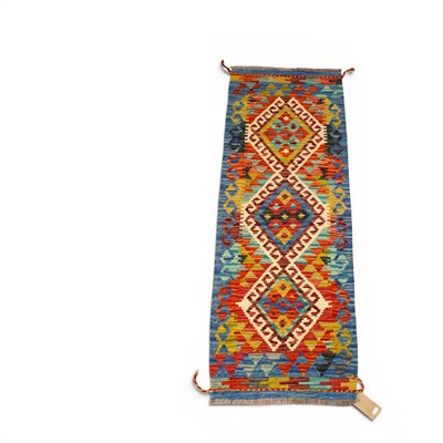 Lot 513 - A Chobi Kilim runner, 149x54cm.
