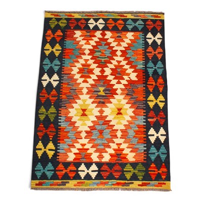 Lot 531 - A Persian kilim rug, with two rows of hooked...