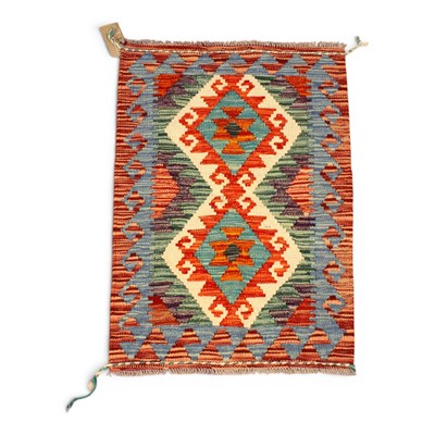 Lot 562 - A Chobi Kilim rug/mat, 89x63cm.
