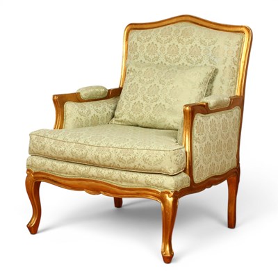 Lot 472 - A Louis IV style gilt and green upholstered...