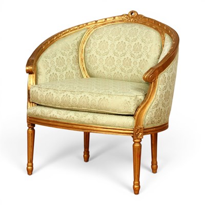 Lot 612 - A Louis IV style gilt and green upholstered...