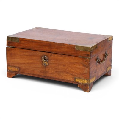 Lot 753 - A campaign style brass mounted stationery box.