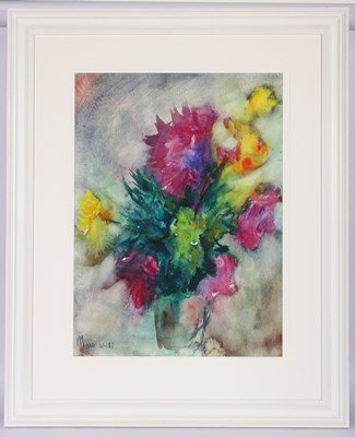 Lot 290 - Sir Leslie Marr, 'Dahlias', watercolour, 90 x...