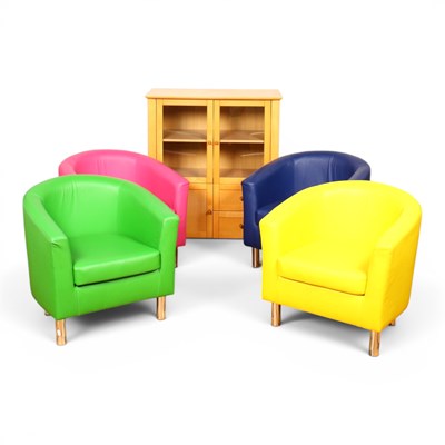 Lot 605 - A set of four vibrant coloured faux leather...