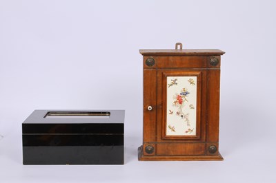 Lot 615 - A wooden cabinet with a hand painted and...