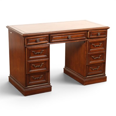 Lot 587 - A 20th century mahogany pedestal desk,...