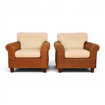 Lot 632 - A pair of wicker conservatory armchairs
