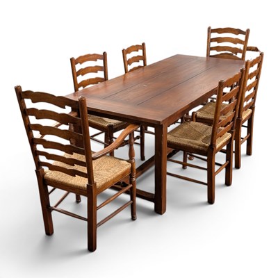 Lot 498 - An oak refectory dining table, 200x91cm,...