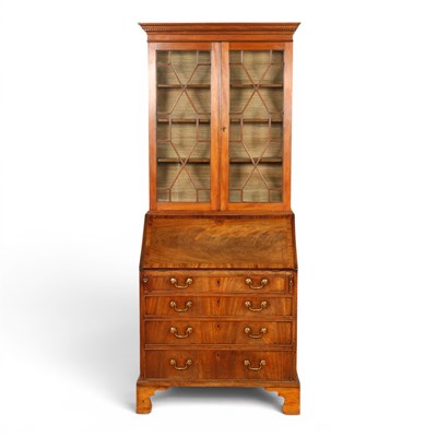 Lot 499 - A George III mahogany bureau bookcase, 85cm