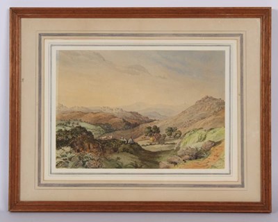 Lot 311 - English school, 19th century, Upland landscape...