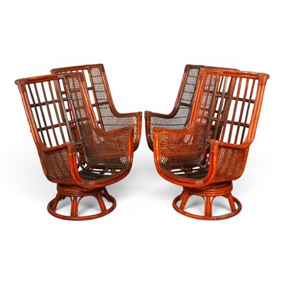 Lot 672 - A set of four bamboo conservatory armchairs