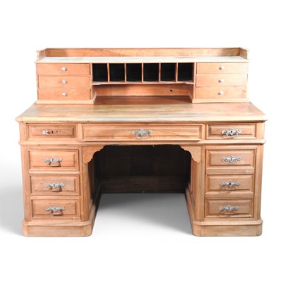 Lot 204 - A late 19th century walnut pedestal desk, on a...