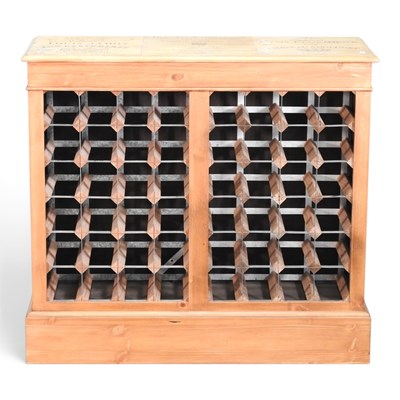 Lot 189 - A bespoke pine wine rack, on a plinth base