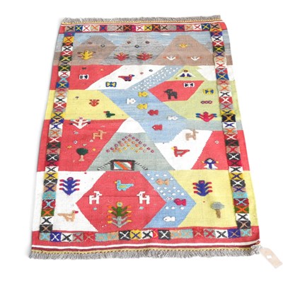Lot 378 - A Persian pictorial Qashgai kilim rug,...