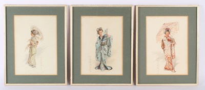 Lot 390 - A set of three Japanese fashion print titled...