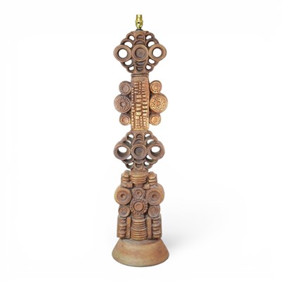 Lot 39 - A Bernard Rooke stoneware totem floor lamp,...
