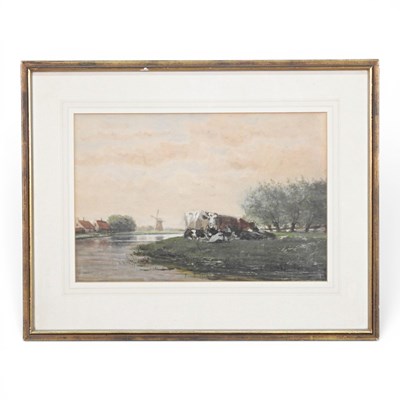 Lot 396 - Hendrick Hulk, 1842-1937, Dutch canal with...