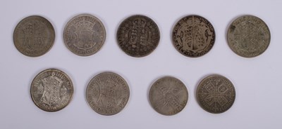 Lot 39 - A collection of seven half crown and two...