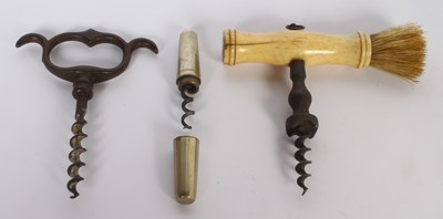 Lot 122 - A collection of three corkscrew bottle openers,...