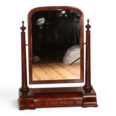 Lot 512 - A Victorian flame mahogany dressing mirror, 88...
