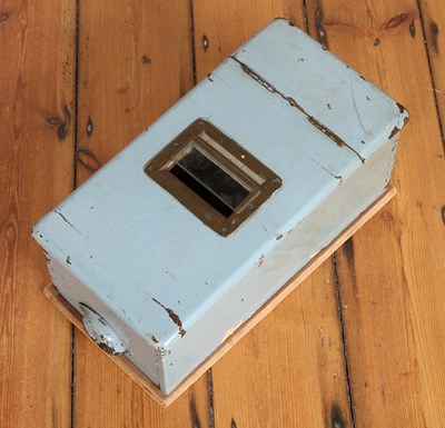 Lot 690 - A vintage painted wooden cash register box till