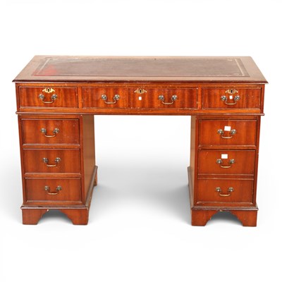 Lot 541 - A reproduction mahogany pedestal desk
