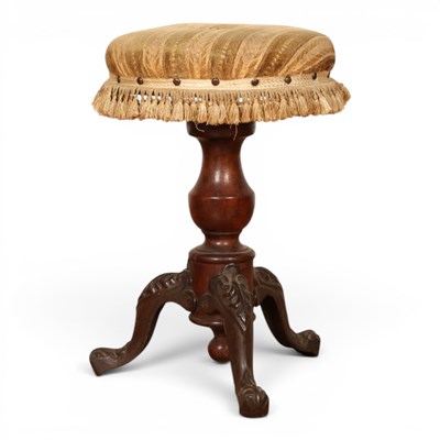 Lot 576 - A 19th century mahogany piano stool, on iron legs