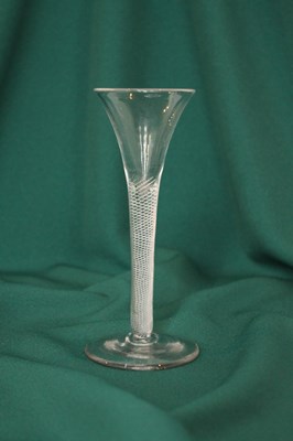 Lot 104 - A wine glass, circa 1750, having a trumpet...