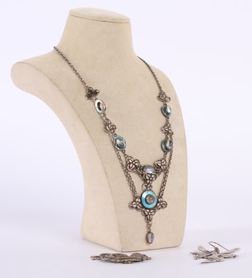 Lot 55 - A silver Art Nouveau style necklace, enamelled...