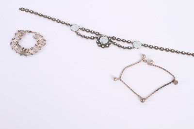 Lot 49 - Two silver bracelets, and a turquoise necklace