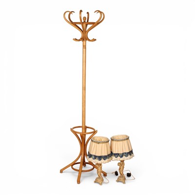 Lot 595 - A vintage bentwood coat stand with a pair of...