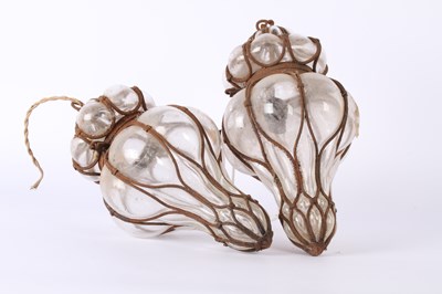 Lot 236 - A pair of hand blown glass lanterns, featuring...