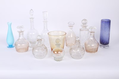 Lot 724 - A collection of cut glass decanters and...