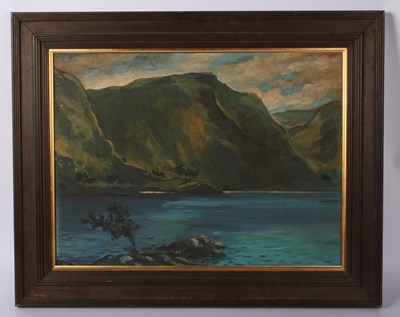 Lot 412 - Continental school, 20th century, lake scene,...