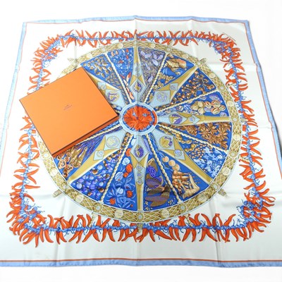Lot 25 - An Hermes silk scarf, Aux Pays des Epices,...