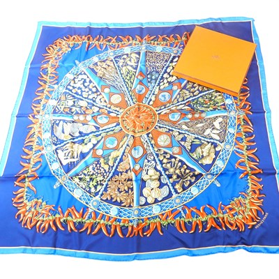 Lot 4 - An Hermes silk scarf, Aux Pays des Epices,...