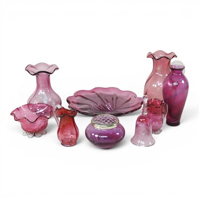 Lot 222 - A collection of coloured glass, to include a...