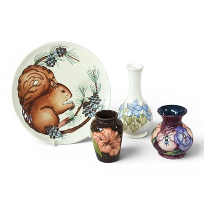 Lot 156 - A Moorcroft plate, decorated in the Squirrel...