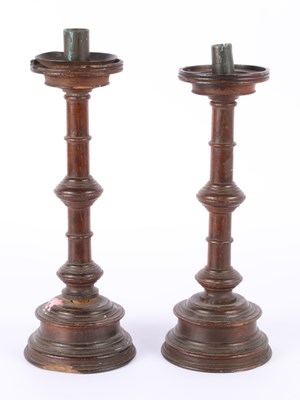 Lot 237 - A pair 19th century turned wood altar...