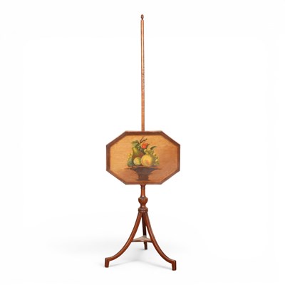 Lot 561 - A 19th century mahogany pole screen with an...