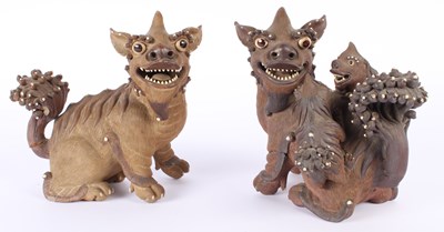 Lot 99 - A pair of late Qing Chinese pottery Xiezhi