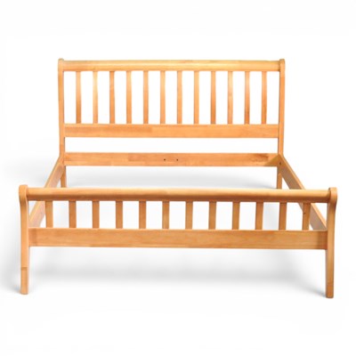 Lot 642 - A modern double sleigh bed, with a slatted...