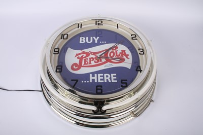 Lot 151 - A Pepsi-Cola neon and chrome advertising wall...